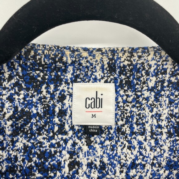 CABI Reina 21 Club Houndstooth Front Tie Blue Black Blazer Sweater Size M - Picture 5 of 6